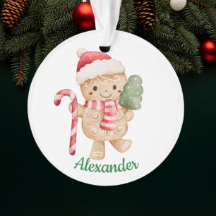 Santa Claus Gingerbread Christmas Baby Boy Photo Ornament