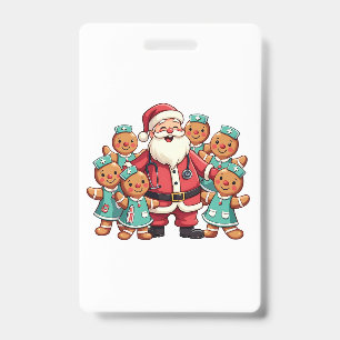 Santa Claus Gingerbread Nursing Squad ID Badge
