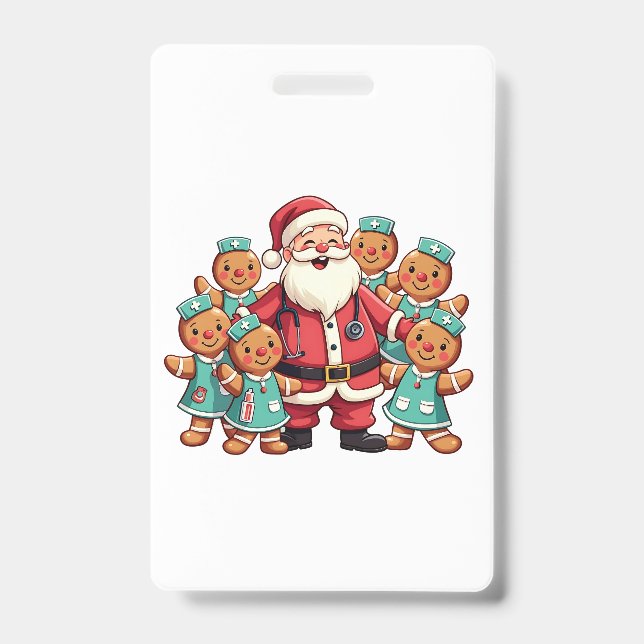 Santa Claus Gingerbread Nursing Squad ID Badge (Front)