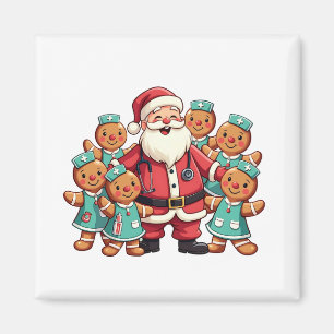 Santa Claus Gingerbread Nursing Squad Magnet