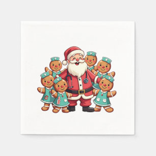 Santa Claus Gingerbread Nursing Squad Napkin