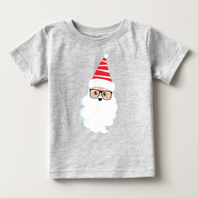 Santa Claus, Glasses, Hipster Santa, Christmas Baby T-Shirt (Front)