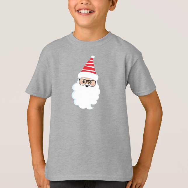 Santa Claus, Glasses, Hipster Santa, Christmas T-Shirt (Front)