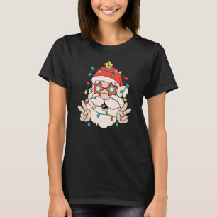 Santa Claus Glasses Retro Christmas Xmas Lights Pa T-Shirt