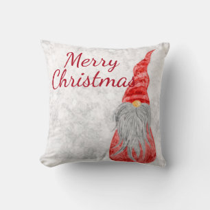 Santa Claus Gnome on Snowy Field Cushion