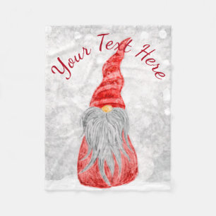 Santa Claus Gnome on Snowy Field  Fleece Blanket