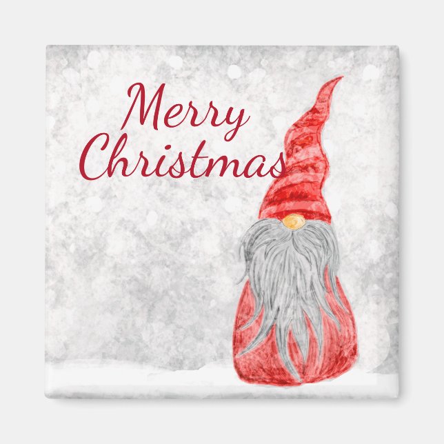 Santa Claus Gnome on Snowy Field  Magnet (Front)