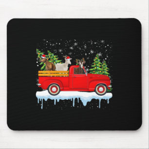 Santa Claus Goat Ride Red Truck Xmas Tree Christma Mouse Pad