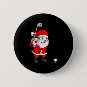 Santa Claus Golf Christmas Golfer Golfing  6 Cm Round Badge