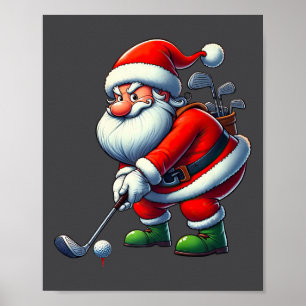 Santa Claus Golf Player Christmas Xmas Sport Poster