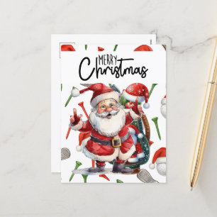 Santa Claus golfer for Christmas Holiday  Postcard