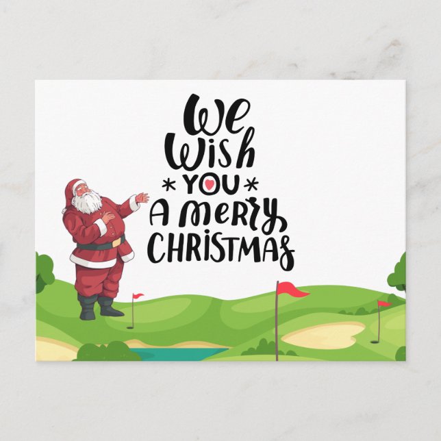 Santa Claus Golfer Merry Christmas at golf course  Postcard (Front)