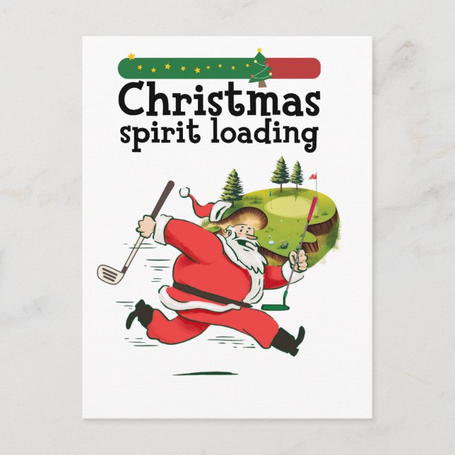 Santa Claus Golfer running for Merry Christmas  Postcard (Front)