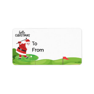Santa Claus golfing Christmas Holiday Funny  golf  Label