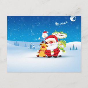 Santa Claus Greeting; Blank Holiday Postcard