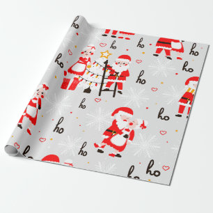 Santa Claus Grey Christmas  Wrapping Paper