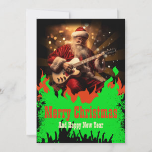 Santa Claus Guitar Holiday Card