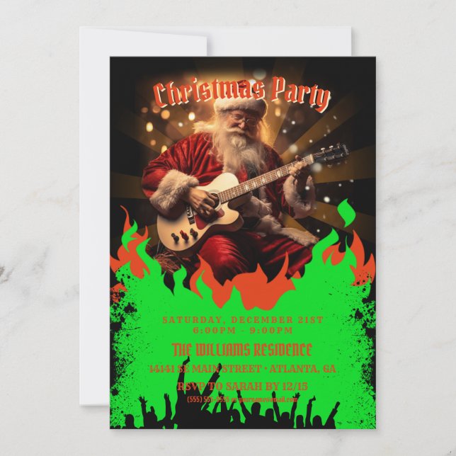 Santa Claus Guitar Invitation (Front)