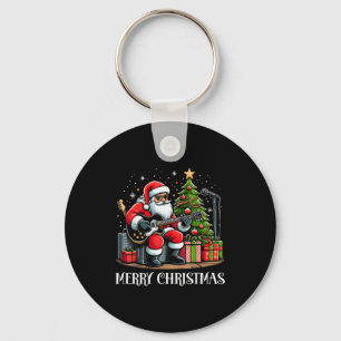 Santa Claus Guitarist Merry Christmas Funny Guitar Key Ring