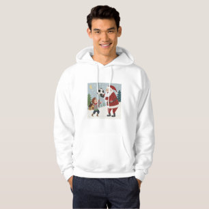 Santa Claus handing out a soccer ball Hoodie