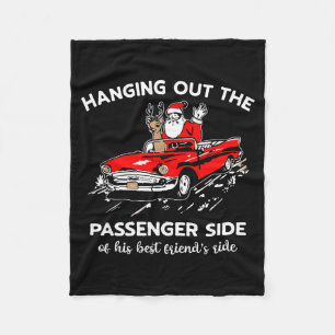 Santa Claus Hanging Out The Penger Side Fleece Blanket