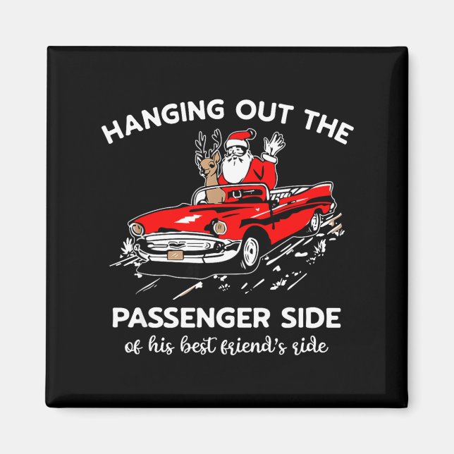 Santa Claus Hanging Out The Penger Side  Magnet (Front)