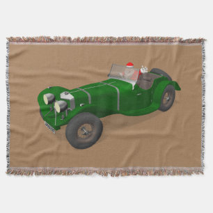 Santa Claus Happy Jaguar SS 90 Driver Throw Blanket