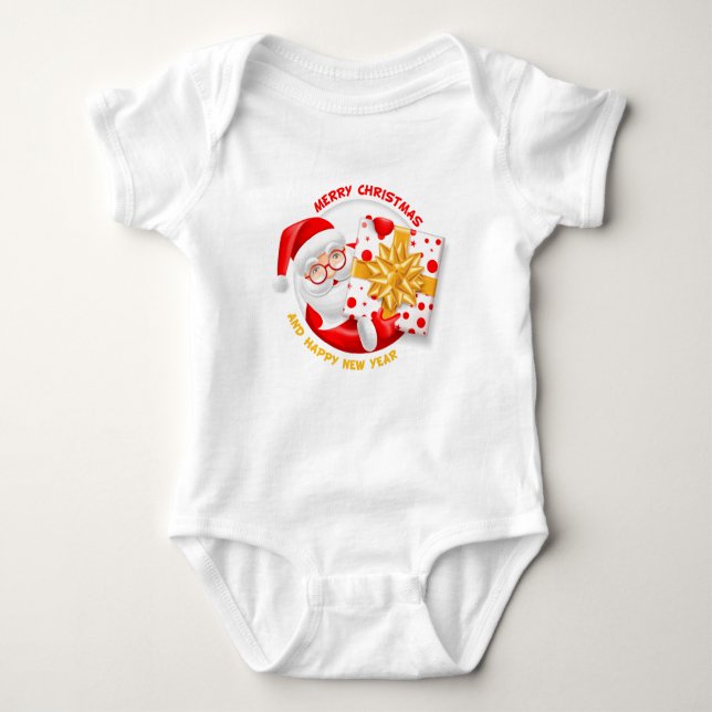 Santa Claus happy new year Baby Bodysuit (Front)