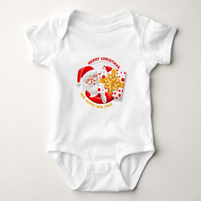 Santa Claus happy new year Baby Bodysuit (Front)