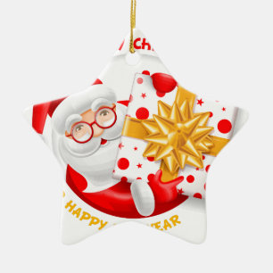 Santa Claus happy new year Ceramic Ornament