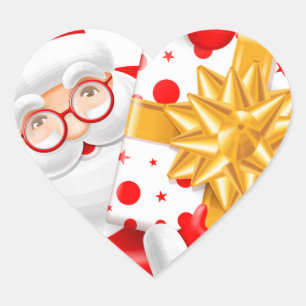 Santa Claus happy new year Heart Sticker
