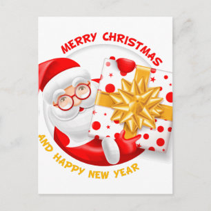 Santa Claus happy new year Holiday Postcard