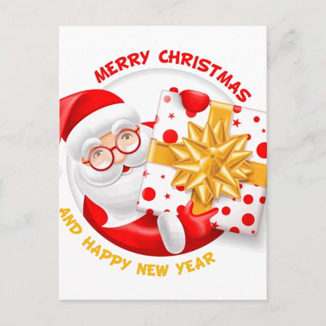 Santa Claus happy new year Holiday Postcard (Front)