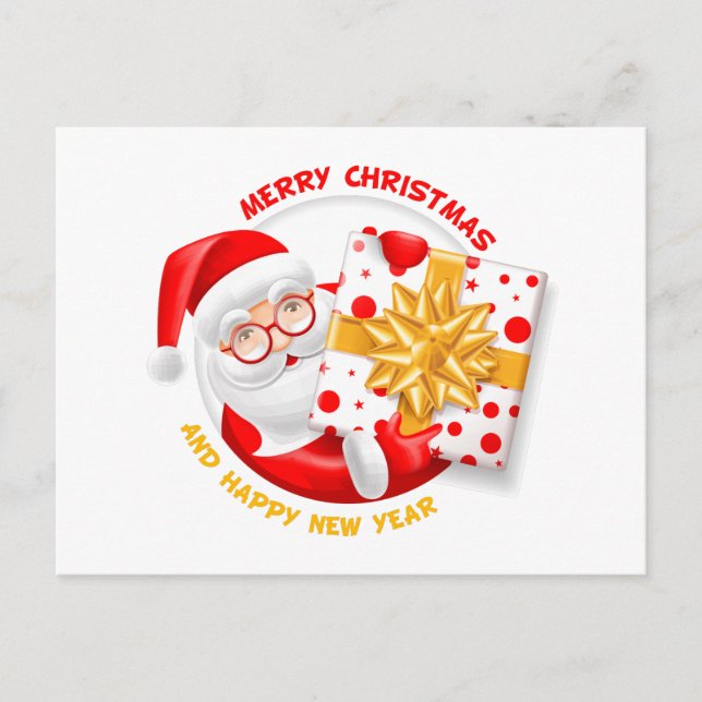 Santa Claus happy new year Holiday Postcard (Front)
