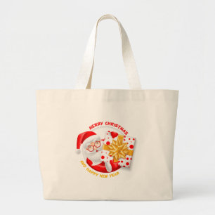 Santa Claus happy new year Large Tote Bag