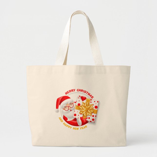 Santa Claus happy new year Large Tote Bag (Front)