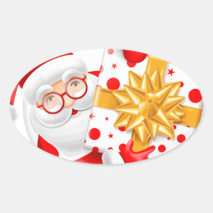 Santa Claus happy new year Oval Sticker