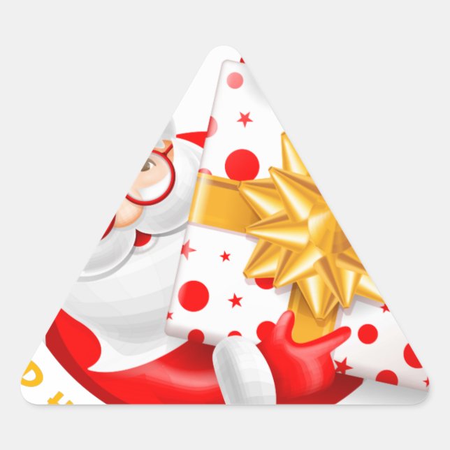 Santa Claus happy new year Triangle Sticker (Front)