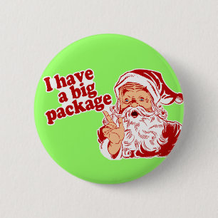 Santa Claus has a big package 6 Cm Round Badge