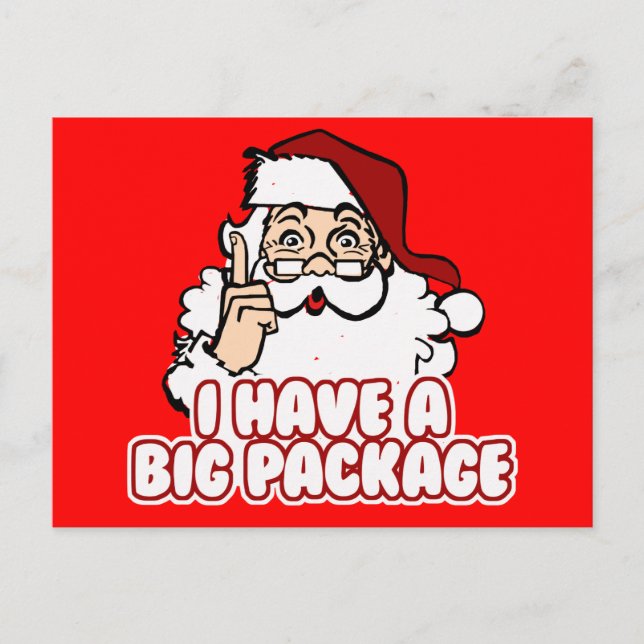Santa Claus Has A Big Package Holiday Postcard (Front)