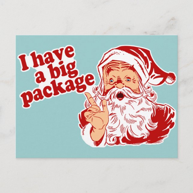 Santa Claus has a big package Holiday Postcard (Front)