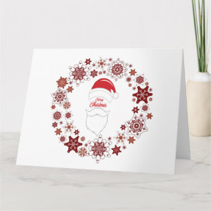 Santa Claus Hat And Beard With Merry Christmas  Card