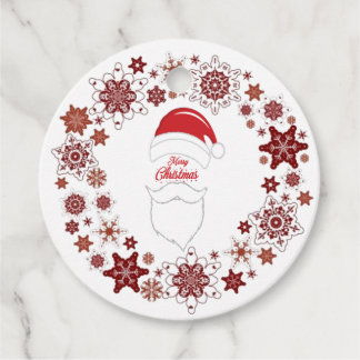 Santa Claus Hat And Beard With Merry Christmas  Favour Tags