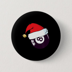 Santa Claus Hat Billiards 8 Ll Christmas 6 Cm Round Badge