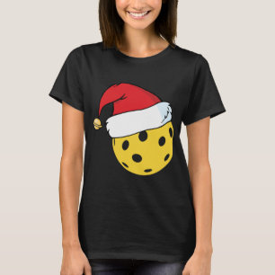 Santa Claus Hat Pickleball Christmas T-Shirt