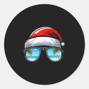 Santa Claus Hat Sungles Beach Christmas In July Classic Round Sticker