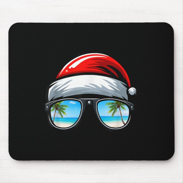 Santa Claus Hat Sungles Beach Christmas In July  Mouse Pad (Front)