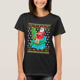 Santa Claus Hawaiian Christmas Wind Surf Surfing S T-Shirt
