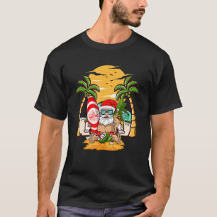 Santa Claus Hawaiian Sunglasses Vacation Beach Vin T-Shirt
