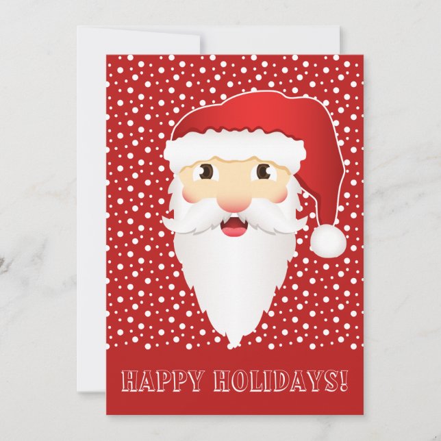 Santa Claus Head On Red Happy Holidays Holiday Card (Front)